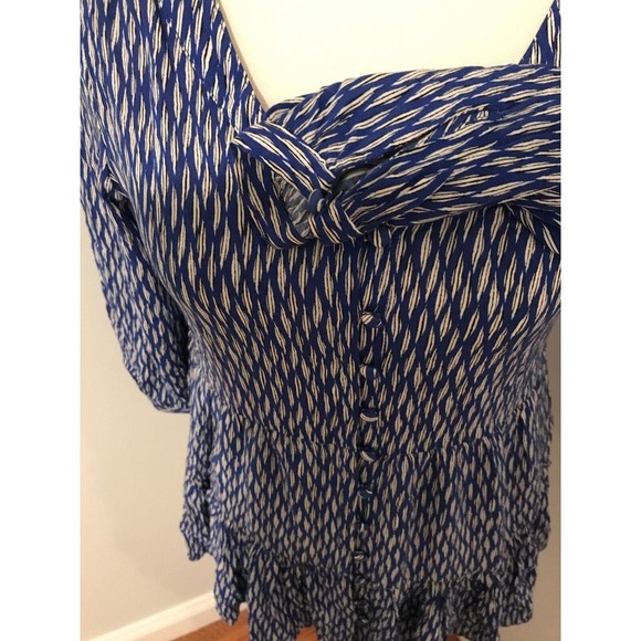 Anthropologie Maeve Lila Women's Tiered Tunic Top V-Neck Blue - Size Extra Small - Picture 3 of 12
